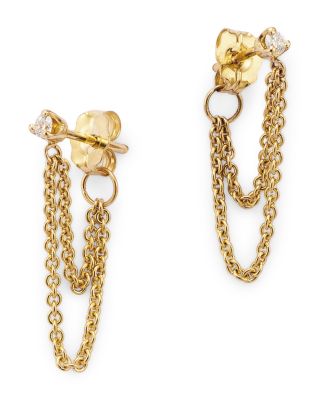 Zoe Chicco 14K Yellow Gold Diamond Prong Front To Back Earrings