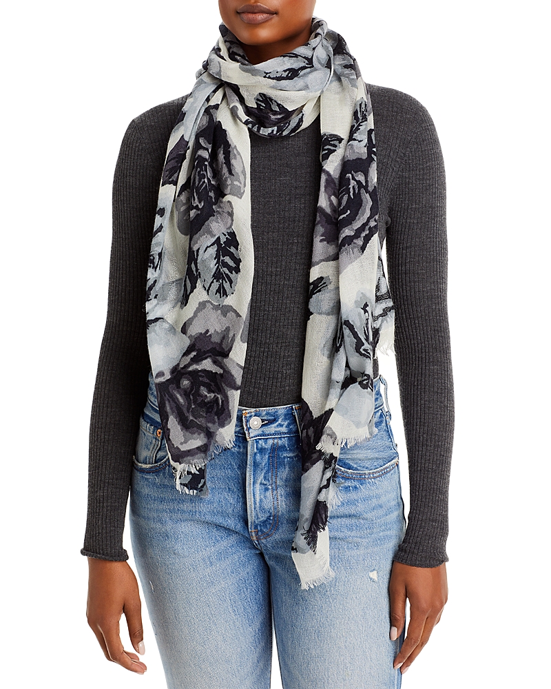 Bloomingdale's Floral Print Wool Scarf - Exclusive