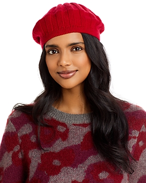 C By Bloomingdale's Cashmere Ribbed Cashmere Beret In Red