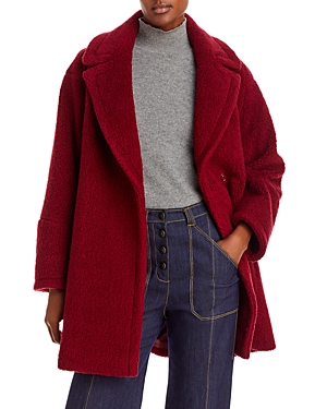 Cinzia Rocca Teddy Pea Coat In Brick Red