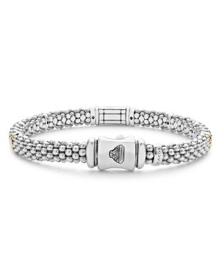 Sterling Silver & 18K Gold Signature Caviar Pink Sapphire Station Bracelet