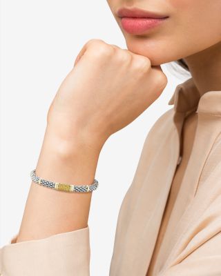 Sterling Silver & 18K Gold Signature Caviar Yellow Sapphire Station Bracelet