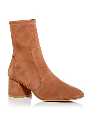 Stuart Weitzman Sleek 60 Womens Square Toe Ankle Booties In Cappucino