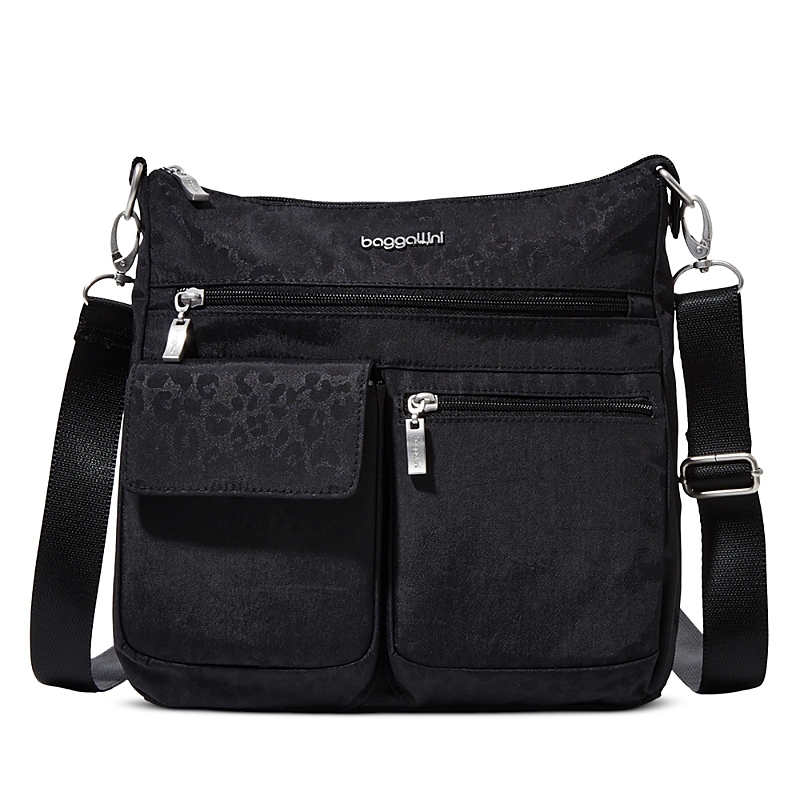 Baggallini Modern Everywhere Slim Crossbody Bag In Black Cheetah
