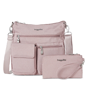 Baggallini Modern Everywhere Slim Crossbody Bag In Blush Shimmer