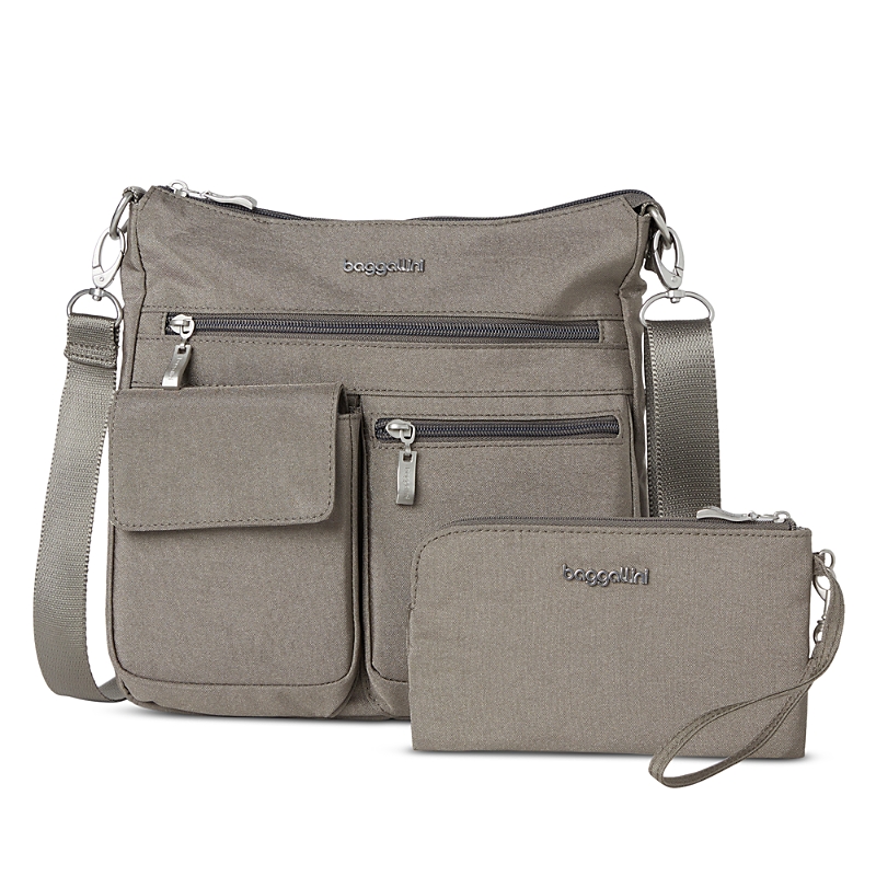 Baggallini Modern Everywhere Slim Crossbody Bag In Sterling Silver