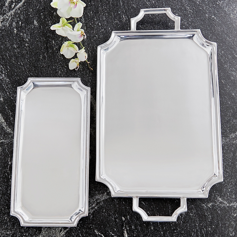 Mariposa Linzee Rectangular Tray In Silver