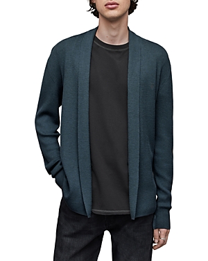 Allsaints Mode Merino Wool Open Cardigan In Shadow Blue