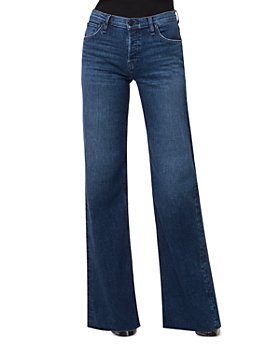New Womens Ladies Mid Rise Wide Flared Jeans Blue Faded Denim Flares Long Leg 
