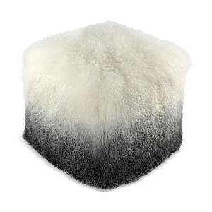 Shop Tov Furniture Ombre Tibetan Sheepskin Pouf In Grey