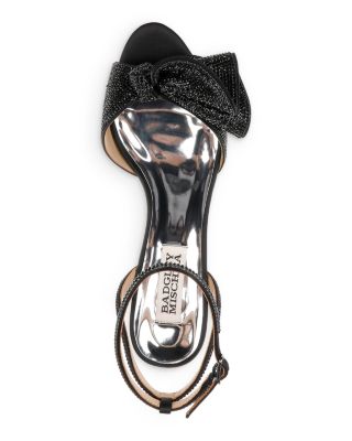 Women's Remi Almond Toe Rhinestone Ruffle Mid Heel Sandals