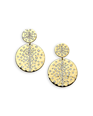 Ippolita 18K Yellow Gold Stardust Diamond Scatter Cluster Double Disc Drop Earrings