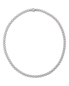 Roberto Coin - 18K White Gold Daisy Diamond Cluster Collar Necklace, 16"