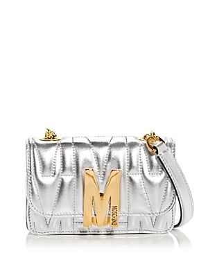 Moschino Quilted Leather Shoulder Bag In Metallic