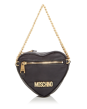 Moschino Heart Shape Nylon Shoulder Bag In Black Multi