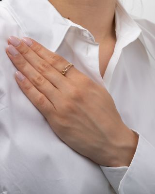 14K Yellow Gold Figaro Link Ring