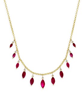Bloomingdale's - Ruby & Diamond Droplet Necklace in 14K Yellow Gold, 16" - 100% Exclusive