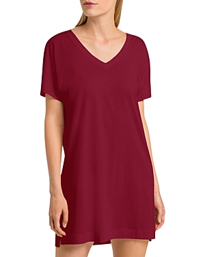 Hanro Laura Oversized Sleep Tee In Burgundy