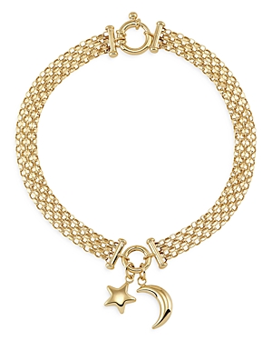 Bloomingdale's 14k Yellow Gold Chain Moon & Star Charm Bracelet - Exclusive In Gold