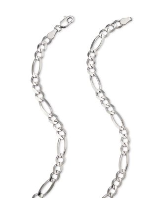Men's Figaro Link Chain Necklace in 14K White Gold, 24" 