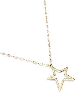 Open Star Pendant Necklace in 14K Yellow Gold, 18" 