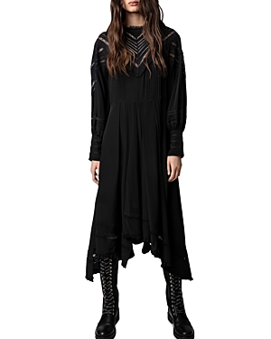 Shop Zadig & Voltaire Rozyl Silk Midi Dress In Noir