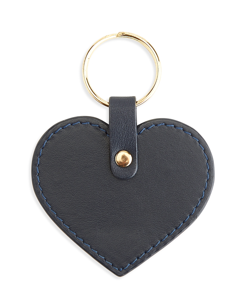 Royce New York Royce Leather Heart Key Fob In Navy Blue