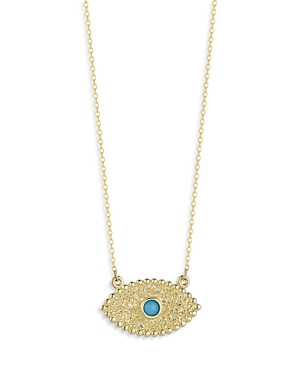 Bloomingdale's Turquoise Evil Eye Necklace In 14k Yellow Gold, 16