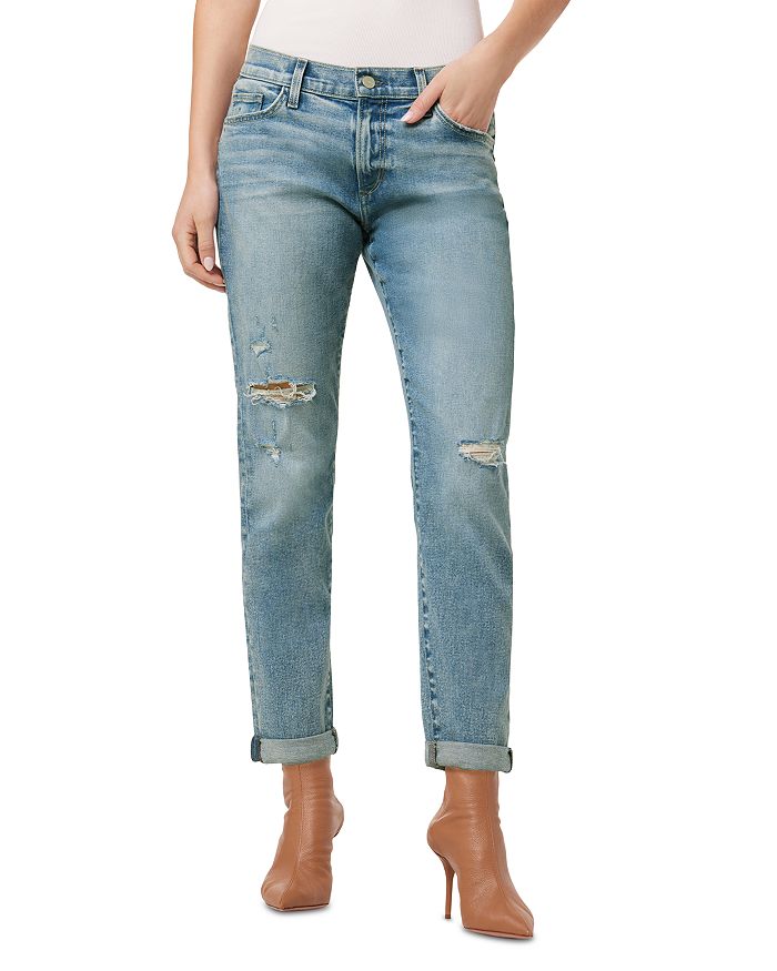 Bloomingdales Women Clothing Jeans Boyfriend Jeans The Bobby Distressed High Rise Boyfriend Jeans in Singular 