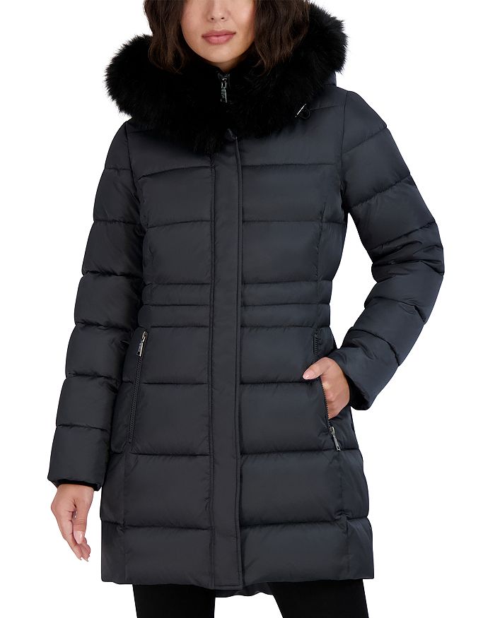 Tahari Dana Hooded Faux Fur Trim Puffer Coat | Bloomingdale's
