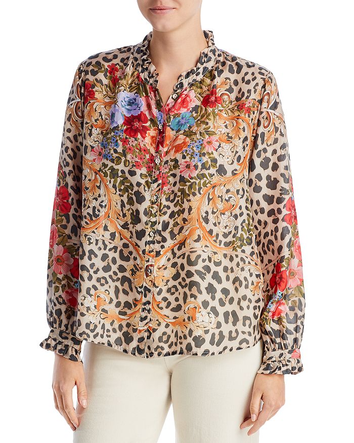 Johnny Was Cheetah Amabel Silk Blouse Bloomingdale's