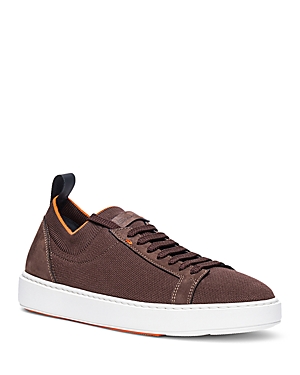 Santoni Men's Cleanic 2 Stretch-knit Low Top Sneakers In Dark Brown