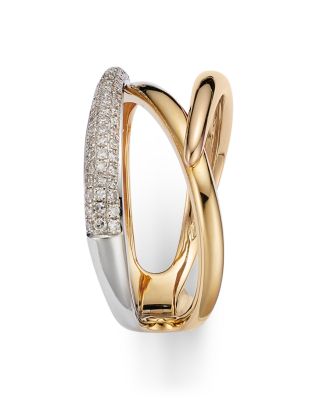 Diamond Pav&eacute; Crossover Ring in 14K Yellow, White & Rose Gold, 0.20 tcw  