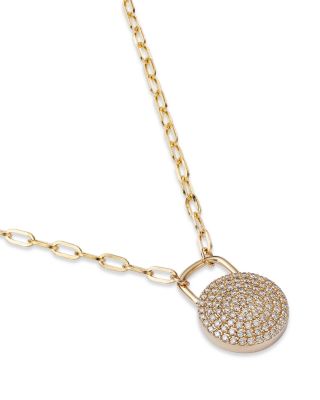 Diamond Pav&eacute; Disc Pendant Necklace in 14K Yellow Gold, 0.70 tcw  