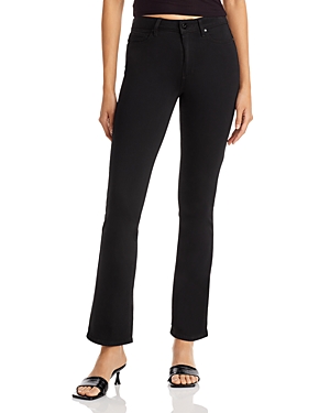 Paige Manhattan Mid Rise Slim Bootcut Jeans In Black Shadow In Black Shadow