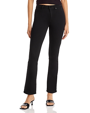 Paige Manhattan High Rise Slim Bootcut Jeans in Black Shadow