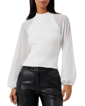 FRENCH CONNECTION Melody Mixed Media Top | Bloomingdale's