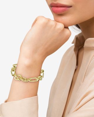 18K Yellow Gold Signature Caviar Fluted Oval Chain Bracelet, Medium