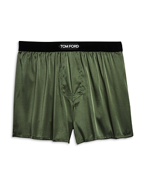 Tom Ford Silk Boxers In Deep Military