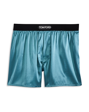 Tom Ford Silk Boxers In Teal