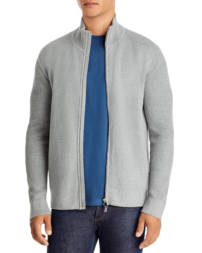 Theory Walton Organic Cotton Full Zip Ribbed Sweater - 100% Exclusive |  Bloomingdale\'s