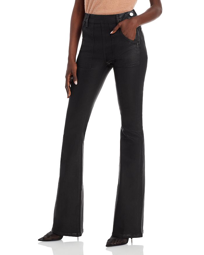 Le Flare de Francois High Rise Flare Jeans in Noir Coated Bloomingdales Women Clothing Jeans High Waisted Jeans 