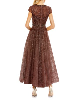 Embellished Cap Sleeve A Line Dress