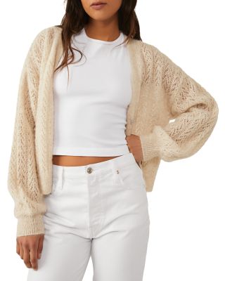 Free People Pointelle Wool Knit Cropped store Sweater