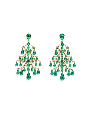 Anabela Chan 18k Yellow Gold Vermeil Supernova Simulated Stone Ivy Chandelier Drop Earrings In Green/gold