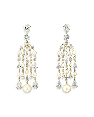 Anabela Chan 18K Yellow Gold Vermeil Supernova Cultured Freshwater Pearl & Simulated Stone Raindrop Chandelier Drop Earrings