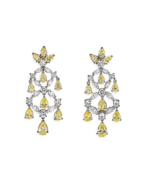 Anabela Chan 18k White Gold Plated Sterling Silver Tutti Frutti Simulated White & Yellow Diamond Chandelier Earri In Yellow/white