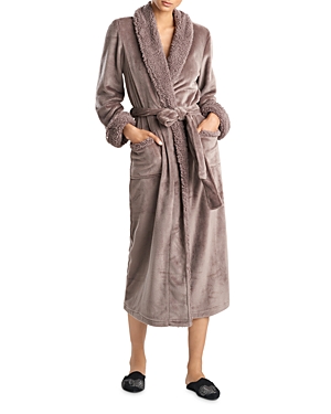 Natori Plush Sherpa Wrap Robe In Toasted Taupe