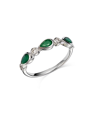 Bloomingdale's Emerald & Diamond Band In 14k White Gold - 100% Exclusive In Green/white