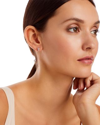 Diamond Heart Cluster Chain Earrings in 14K Rose Gold, 0.16 tcw 